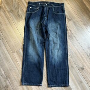 Y2K Southpole Mens Dark Wash Denim Jeans Wide Baggy Relaxed Fit Size 38x30